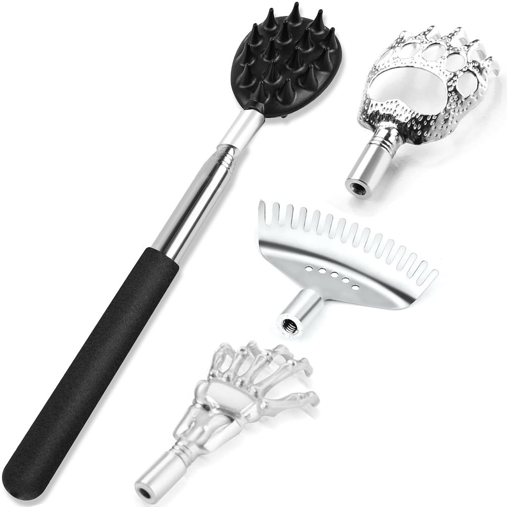 Záda škrábadlo roztažitelné pro muže ženy teleskopické škrábadlo na záda s odnímatelnými škrábacími hlavicemi relaxace vánoční dárek