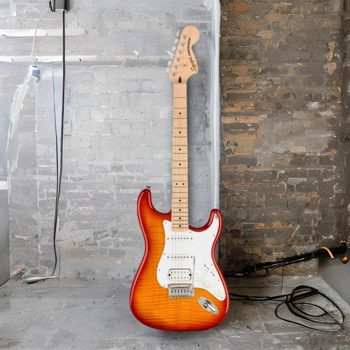 Squier by Fender Electric Guitar Affinity Series Stratocaster FMT HSS, Maple Fingerboard, Sienna Sunburst, with Soft Case