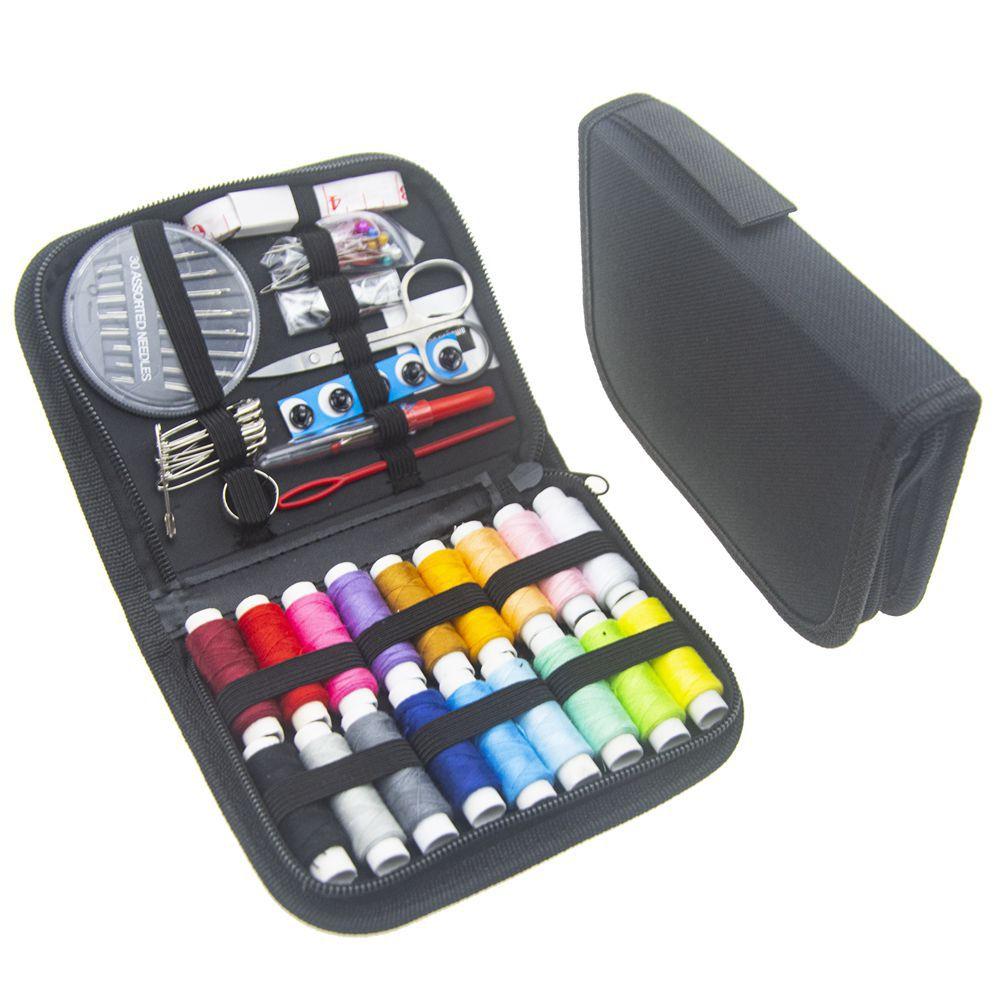 Complete Sewing Kit with Threads Needles Scissors Tape Measure Buttons Portable Travel DIY Embroidery Handwork Sewing Tool Set