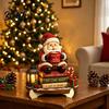 Indoor Outdoor Christmas Sign Wooden Table Sign 2D Flat Santa Claus/Snowman Reading Desktop Ornament Decorative Signage with Stand Holiday Tabletop