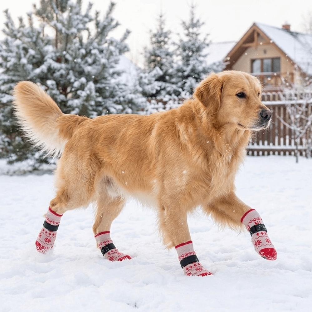 Soft Christmas Dog Socks Warm Paws Protectors Cartoon Dog Foot Covers Indoor Socks