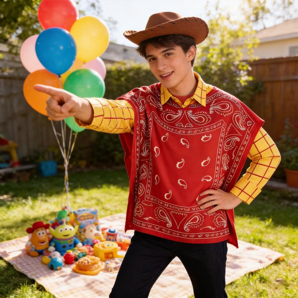 Disfraz Cosplay de Woody de Toy Story con Capa para Actuación en Escenario de Anime