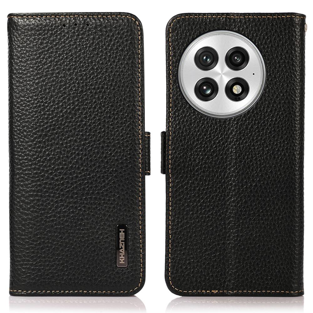 

KHAZNEH Чехол для телефона OnePlus 13 из натуральной коровьей кожи с блокировкой RFID Black