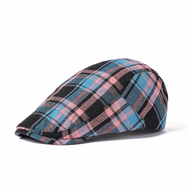 

Кепка с язычком в клетку для женщин, ретро-кепка, берет для улицы, тонкий срез M（56-58cm） чёрный