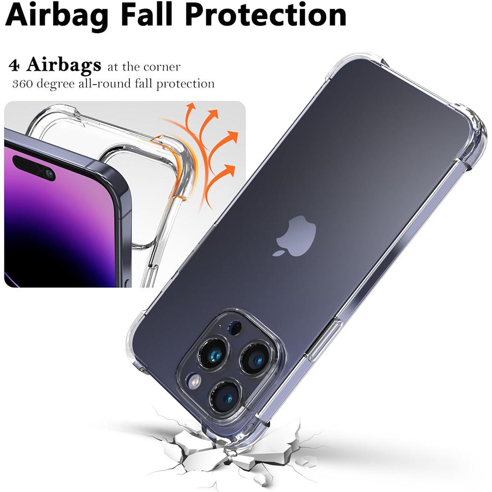 Airbags Stoßfestes Case für Iphone 16E 16 E 15 Pro Max 14 Plus 13 Mini 12 11 X Xs Xr Se 2022 2020 7 8 6 6S 16Pro Kristallklare Handyhülle Zubehör
