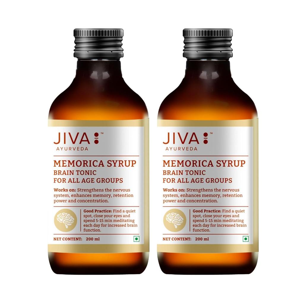 Jiva Ayurveda Memorica Syrup 200 Ml X Pack Of 2 Daily Cognitive Support Herbal Wellness Formula For Focus Memory And Calm