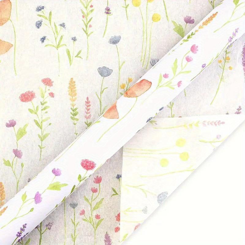 10 Sheets Floral Lavender Wrapping Tissue Paper, Art Craft Paper for Gift Wrapping, Bouquet Packing, DIY Projects, Party and Wedding Decoration