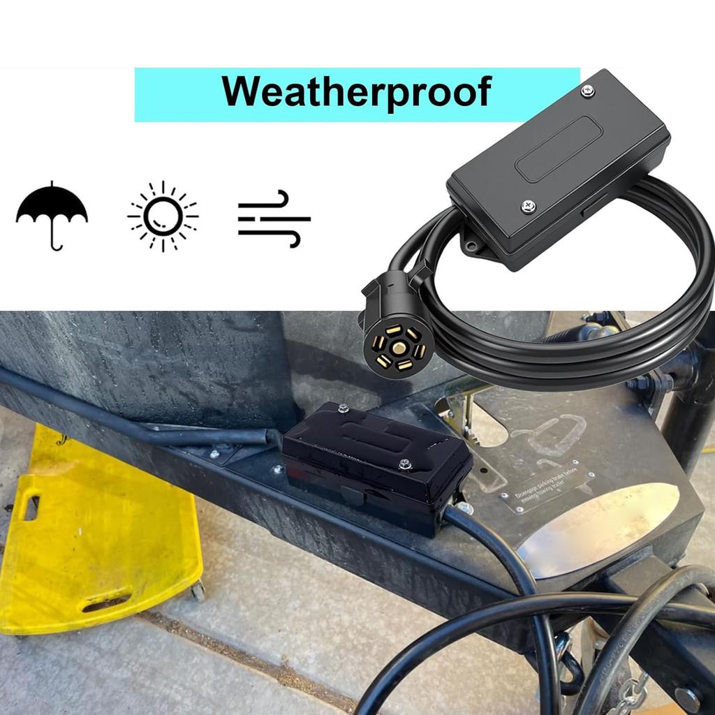 Universal 7 Blade Trailer Wiring Kit with Junction Box 7 Wire Trailer Light Harness Suitable for Various Towing Needs
