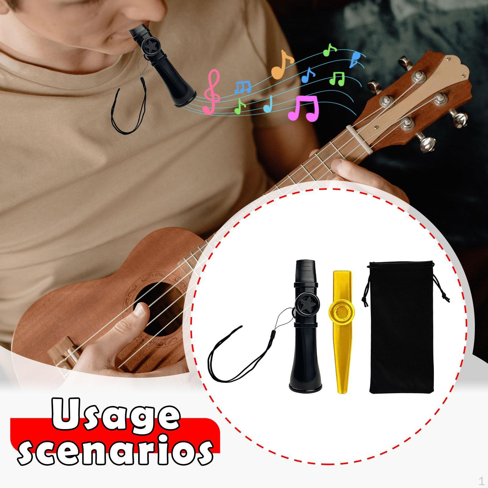 

2 Pieces Kazoo Flutes Musical Instruments Unique with Storage Bag Accompaniment Toys Mouth чёрный
