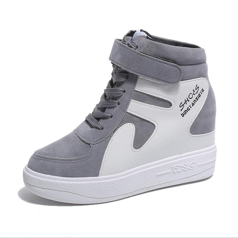 Fashion High Top Platform Sneakers  Women Outdoor Casual Wedges Shoes Red Sneakers Ladies Black Platform Vulcanize Shoes Zapatos Mujer