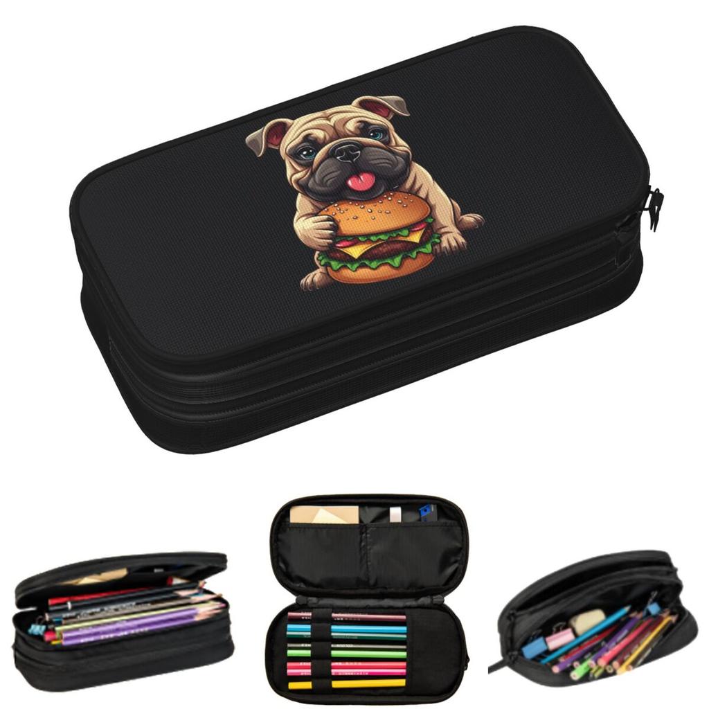 Funny Bulldog Dogs Pencil Case for Studen School Pen Box Pencil Bag Stationery Supplies Pen Holder Bag