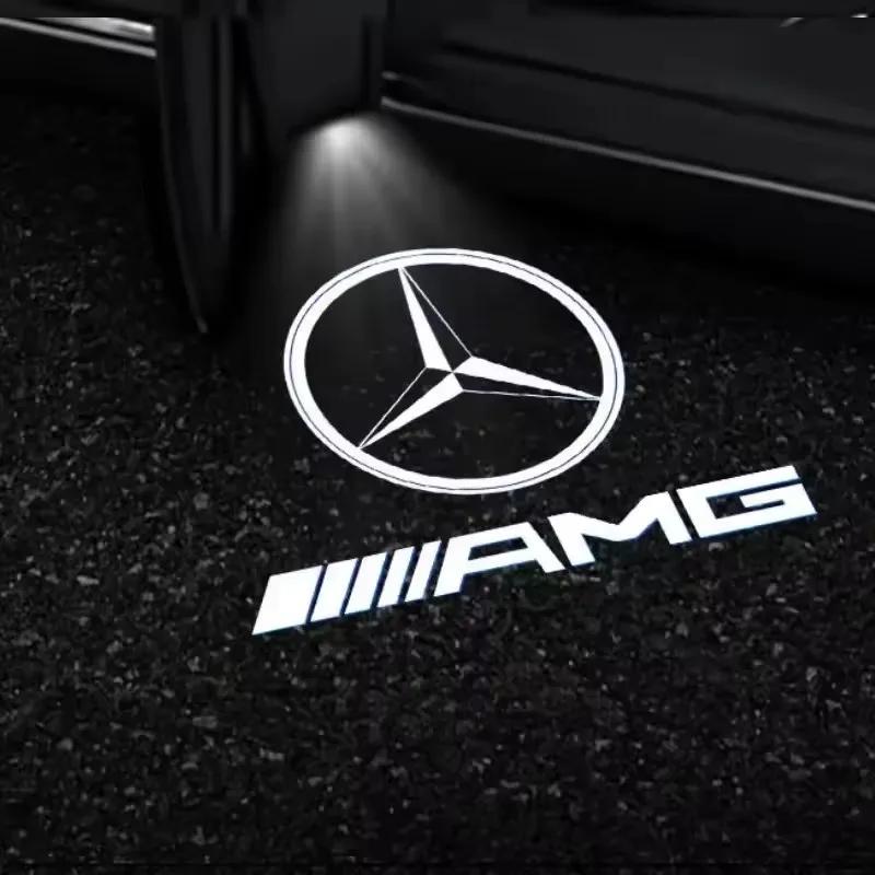 2pcs Car Door Light Laser Logo Decor Project Ghost Lamp For Mercedes Benz A B C M ML GLA GLS E Class W176 W205 W166 W246 W2121