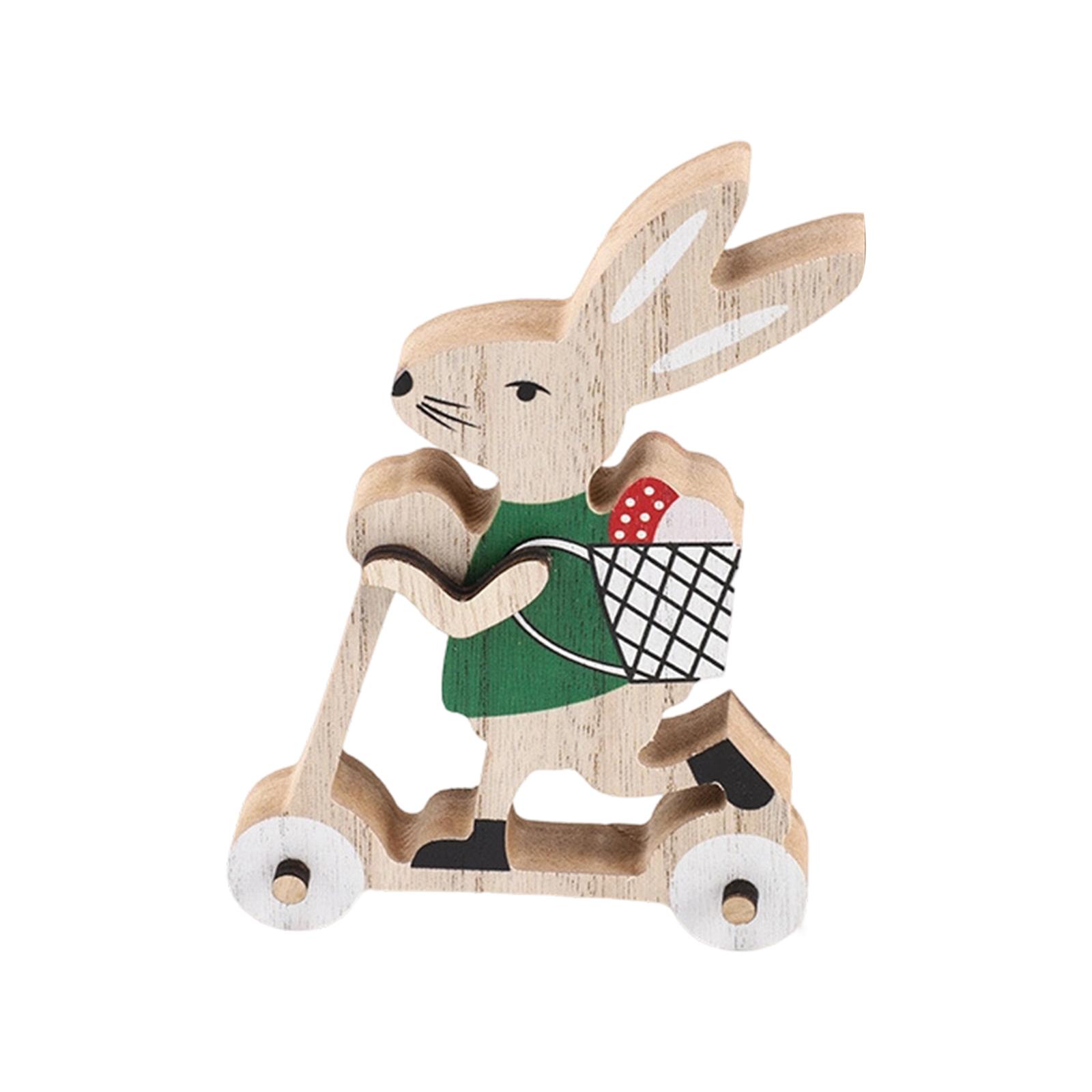 Деревянная Декоративная Пасхальная Вечеринка Милое Ездовое Животное с Корзиной Фигурка Деревянная Поделка зелёный