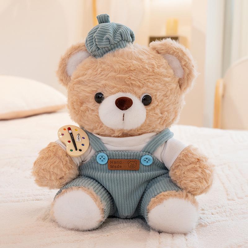 

Cute Painter Mocha Bear & Mora Rabbit Plush Toy - Children s Birthday Gift 25cm, 0.21kg