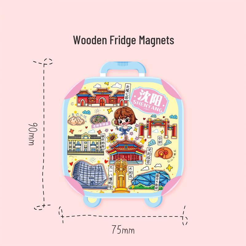 3D Wooden Fridge Magnet: Shenyang City Cultural Souvenir