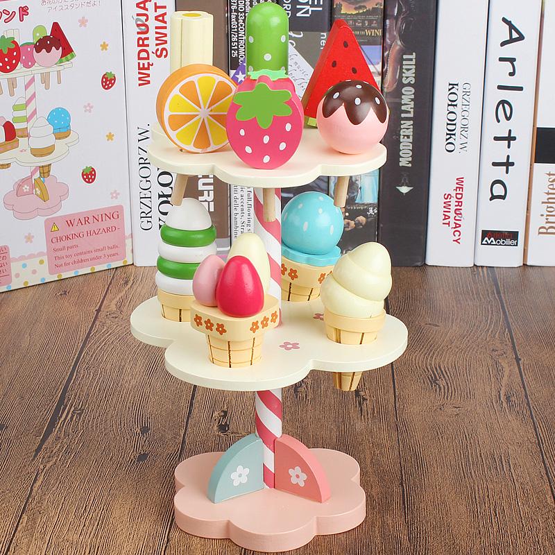 Baby Toys Simulation Magnetic Ice Cream Wooden Toys Pretend Play Kitchen Food Baby Infant Toys Food Birthday Christmas Gift