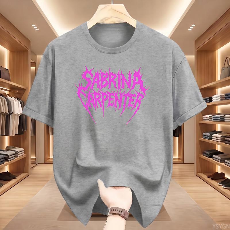 Sängerin Sabrina Carpenter Musik Y2k T-Shirt Unisex Unisex Vintage Mode Hochwertiges T-Shirt Oversized Baumwolle Rosa Logo T-Shirts Geschenke