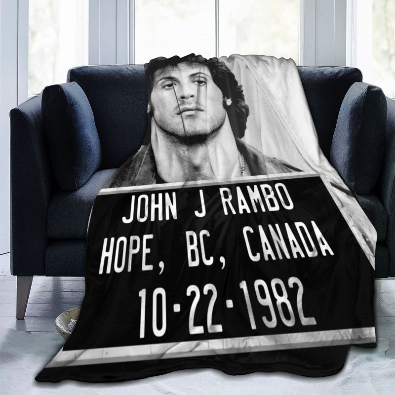 Rambo First Blood John J Rambo Mug Shot Blanket Velvet Comfort Super Soft Couch Blanket Home Decotation
