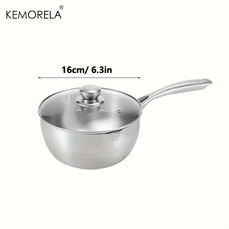 KEMORELA 304 Three-Layer Stainless Steel Soup Pot 16/18/20cm Cooking Pot With Glass Lid Dishwasher-Safe Induction Cooker-Safe