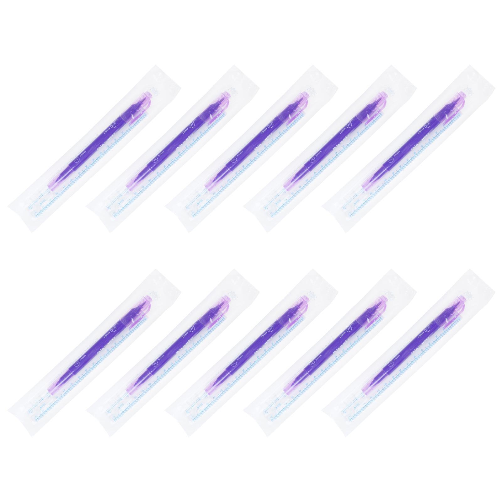 

10 шт. Маркер для бровей с двойным наконечником, маркер для микроблейдинга с бумажной линейкой, маркер для макияжа с двойным наконечником для позиционирования B