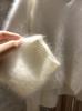 Women's Thickened White Cashmere Sweater - Pure Wool Brushed Long Hair Cardigan