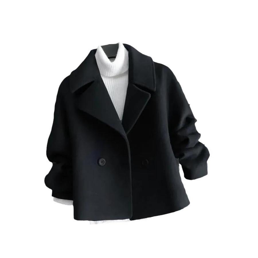 New Autumn Korean Style College Style Mini Short Wool Coat for Petite Women, Dragon Phoenix Velvet Overcoat
