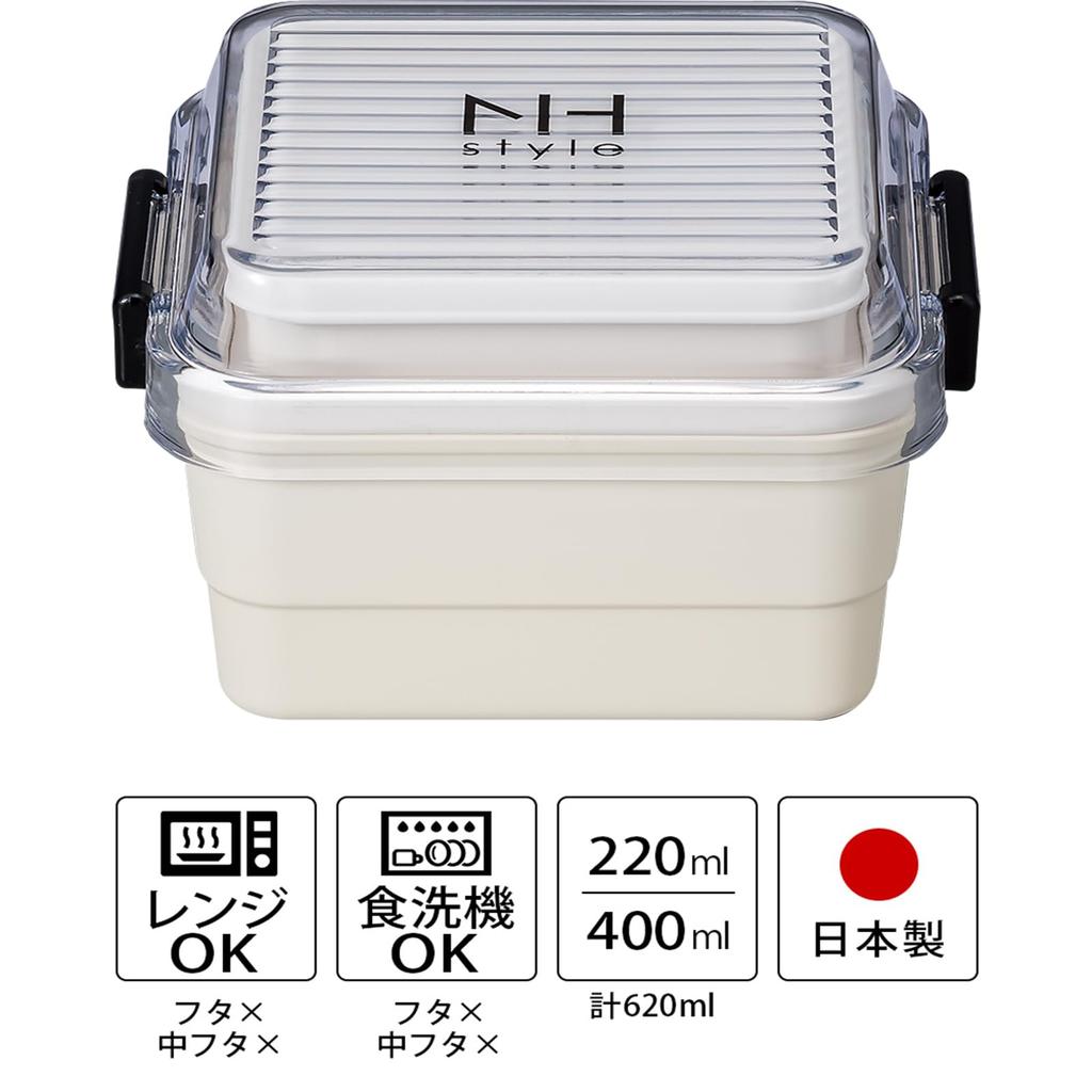 Masakazu NH Style Square Storage Lunch 27297 Box, Ivory, Size Approx. W12.2 D13.6 H8.9
