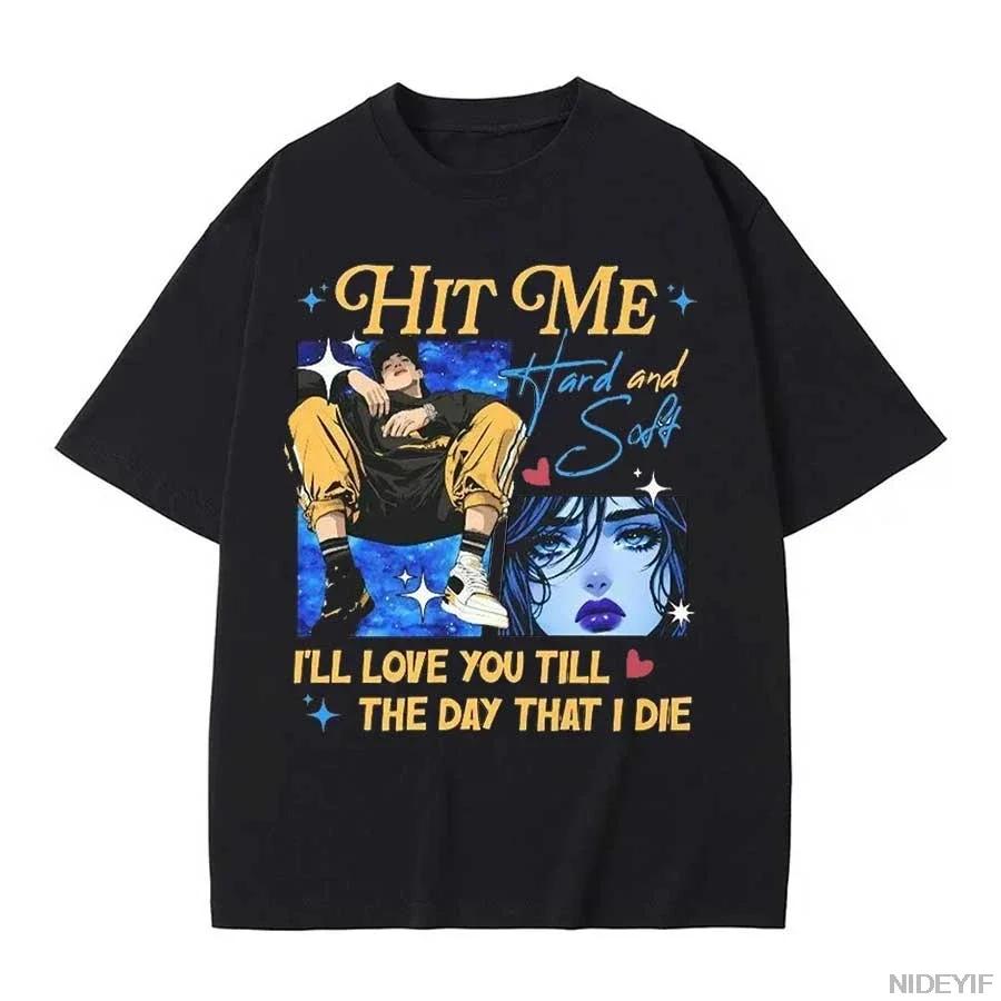 World tour T-shirt hip-hop pure cotton B-Billie top round neck short sleeve Eilish women s T-shirt, pictures and text genderless