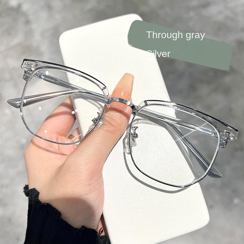 2PCS Light Frame Anti Blue Glasses Transparent Black Optical Glasses Women Men Square Eyewear Blocking eyeglasse