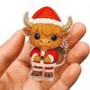 Highland Cow Christmas Countdown Calendar Durable Acrylic Hanging Design Holiday Decor Gift Box  for Family Festive Decoration