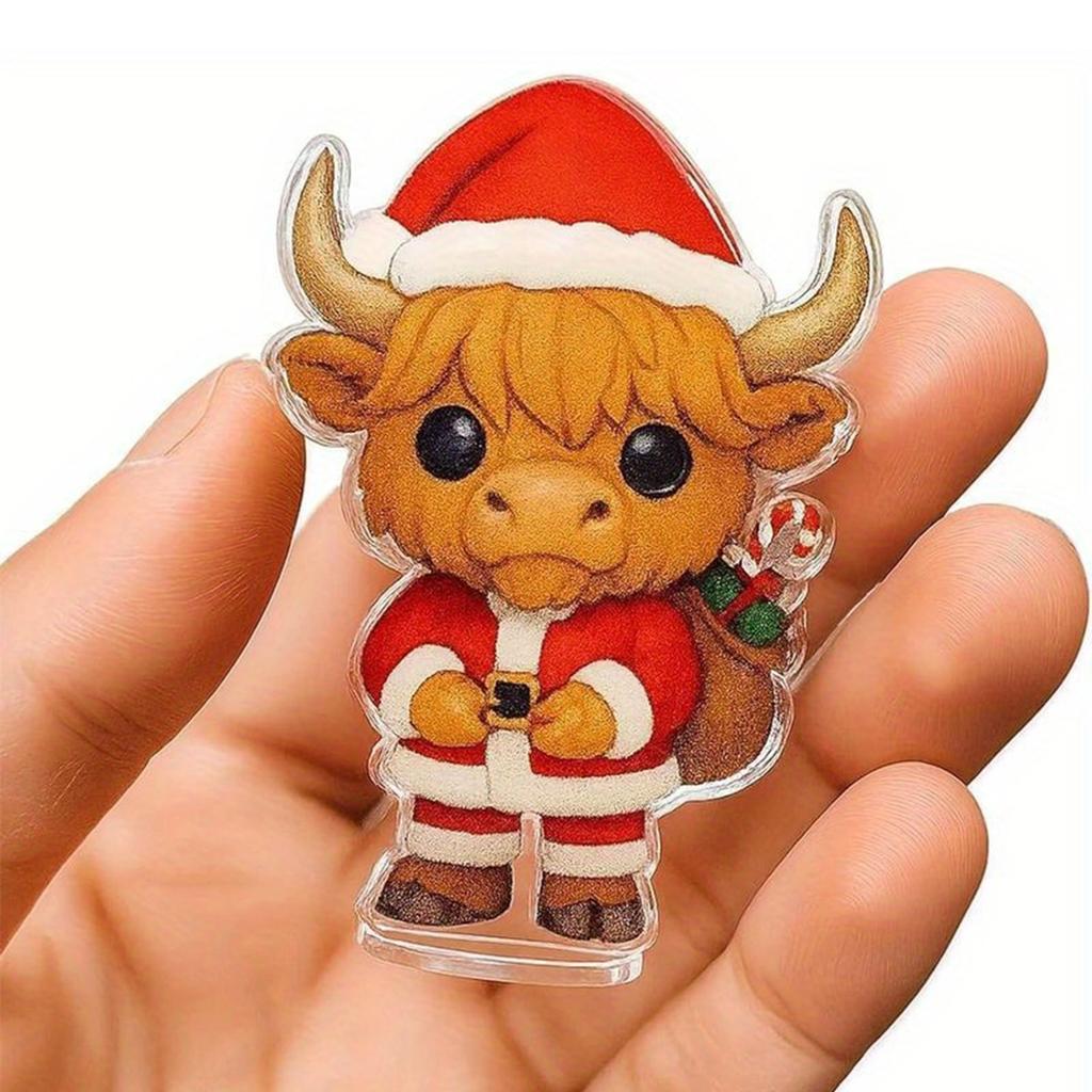 Highland Cow Christmas Countdown Calendar Durable Acrylic Hanging Design Holiday Decor Gift Box for Family Festive Decoration