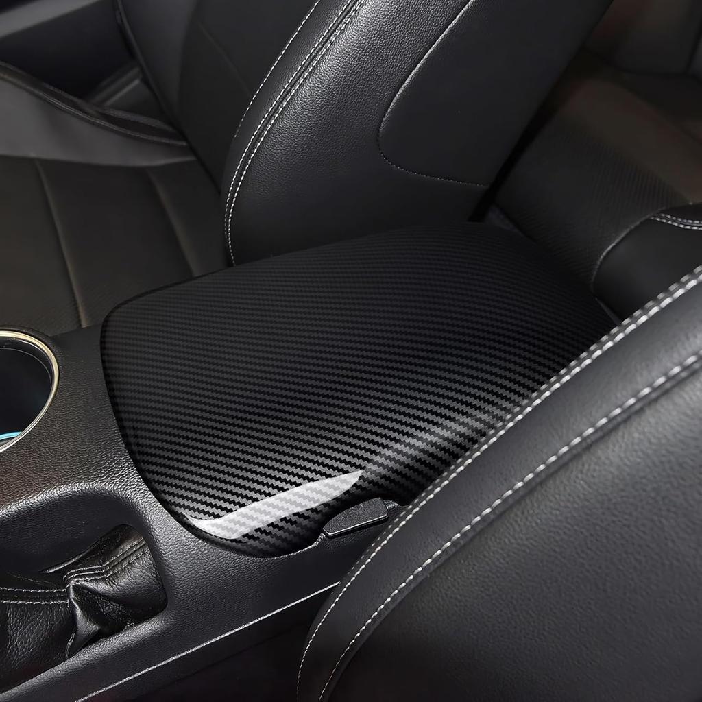 Car Center Console Armrest Storage Box Sticker ABS Carbon Fiber Decal Interior Trim Cover for Ford Mustang 2015-2026 / Shelby GT350 2015- / GT500 -