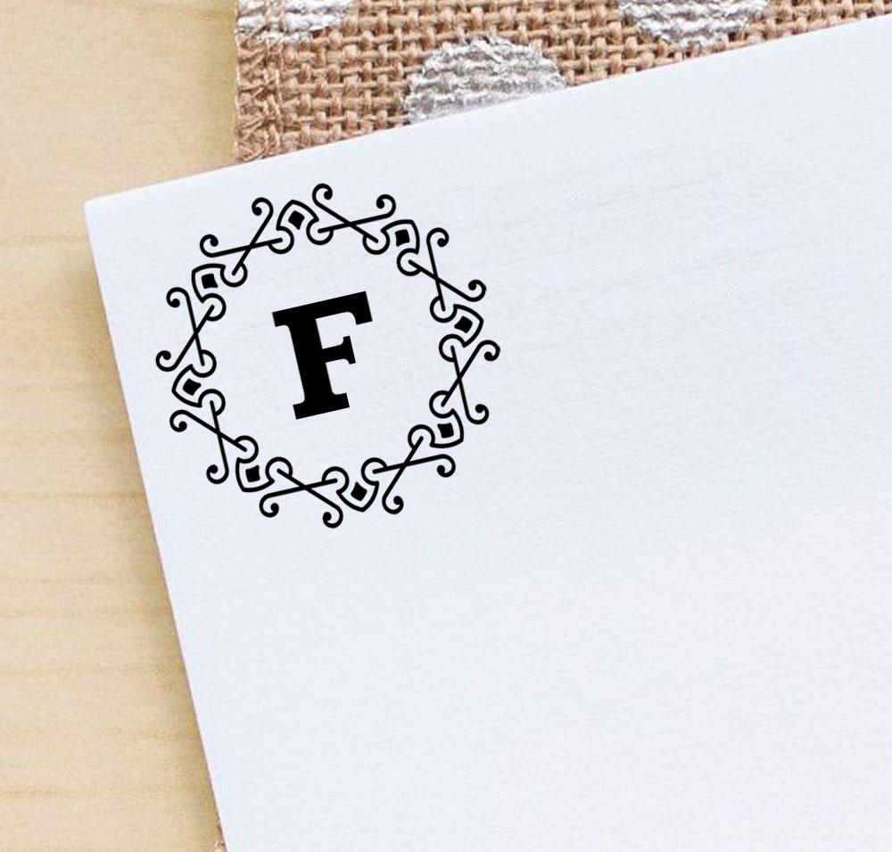 Printtoo Alphabet F Monogram Octagon Celtic Swirl Frame Self Inking Rubber Stamp Office