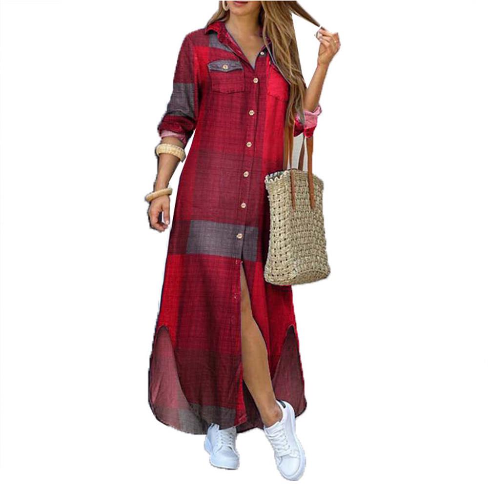 New Women's European and American Fashion Long Shirt Dress - Spring/Autumn, Sexy, Single-Breasted, Loose Lapel Design