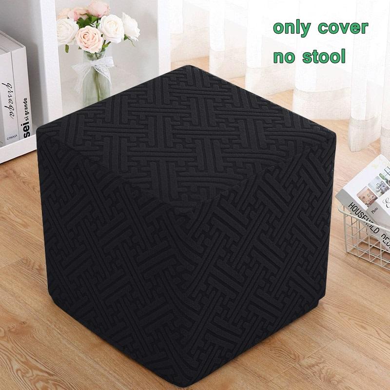 1PC Solid Color Square Ottoman Stool Covers All-Wrapped Sofa Footstool Slipcover Pouf Seat Cover for Living Room Bedroom Decor