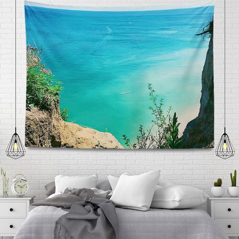 Wall Decor Tapestry Beautiful Room Decoration Blue Beach Accessories Wall Hanging Large Fabric Wall Home Autumn Decoration
