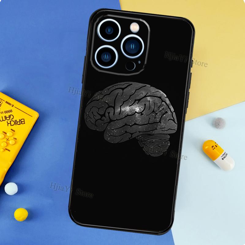 Brain Art Case For iPhone 13 Pro Max 12 Mini 11 14 15 16 XS MAX XR Plus Silicone Phone Cover