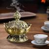 Lotus Incense Burner Air Purification Aromatherapy Base Stand Mini Sandalwood Censer Incense Metal Craft Home Decoration