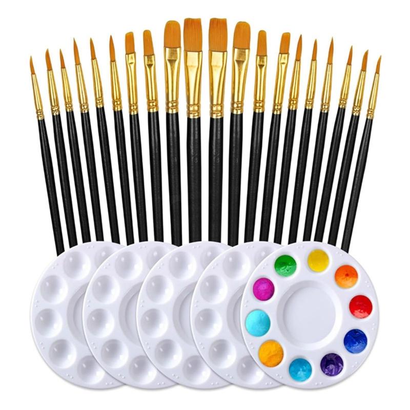 10 Pcs Painting Brushes With Comfortable Grip Drawing Supplies For Artists And Students
