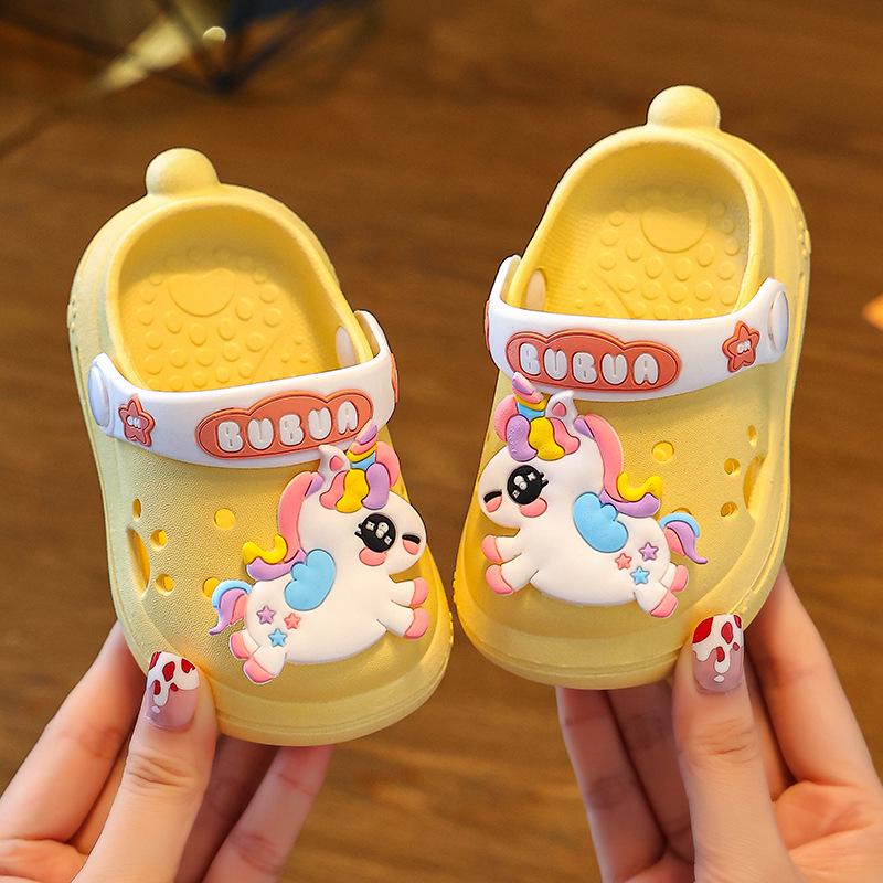 Chaussures Sabots Dessin Animé DIY pour Enfants Filles, Claquettes d'Été pour Tout-Petits, Bout Anti-Collision Mignon, Âges 1-3