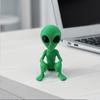 3D Printed Alien Statue, Sci-Fi UFO Alien Sculpture, Funny Sitting Alien Figurine, Creative Ornament for Home Office Desktop Shelf Workstation