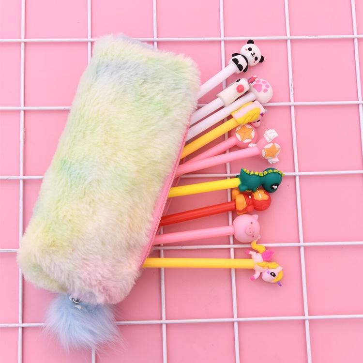 Korean Style Gradient Plush Pencil Case for Girls