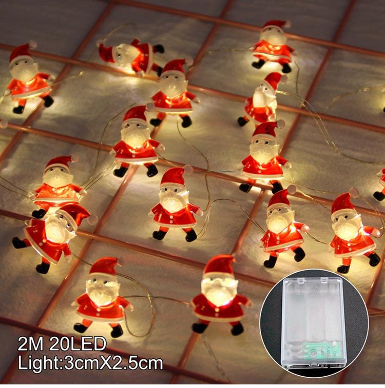 2M 20LED Santa Claus Snowman Elk Garland Lights String Christmas Decorations for Home 2025 Xmas Tree Ornaments Navidad New Year