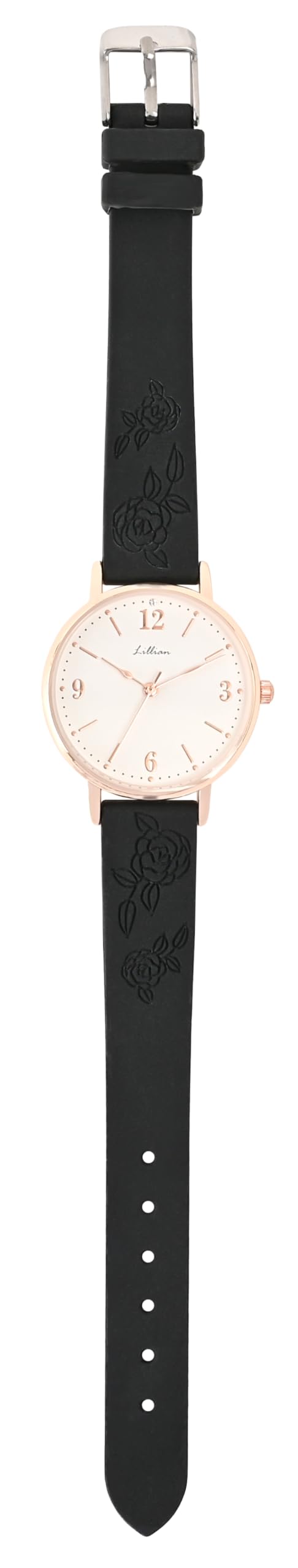 

Watch Analog Silicone Belt Flower Embossed Rose Pattern Sail Black [Fieldwork] Women s JN043-5