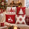 4PCS Tree Snowflake Throw Cushion Case Pumpkin Snowman Pillowcase Santa Pillow Cover Thanksgiving