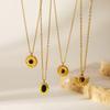 French Vintage Sunflower Natural Stone Pendant Necklace For Women Fashion Minimalist O-Link Chain Gold Collarbone Chain