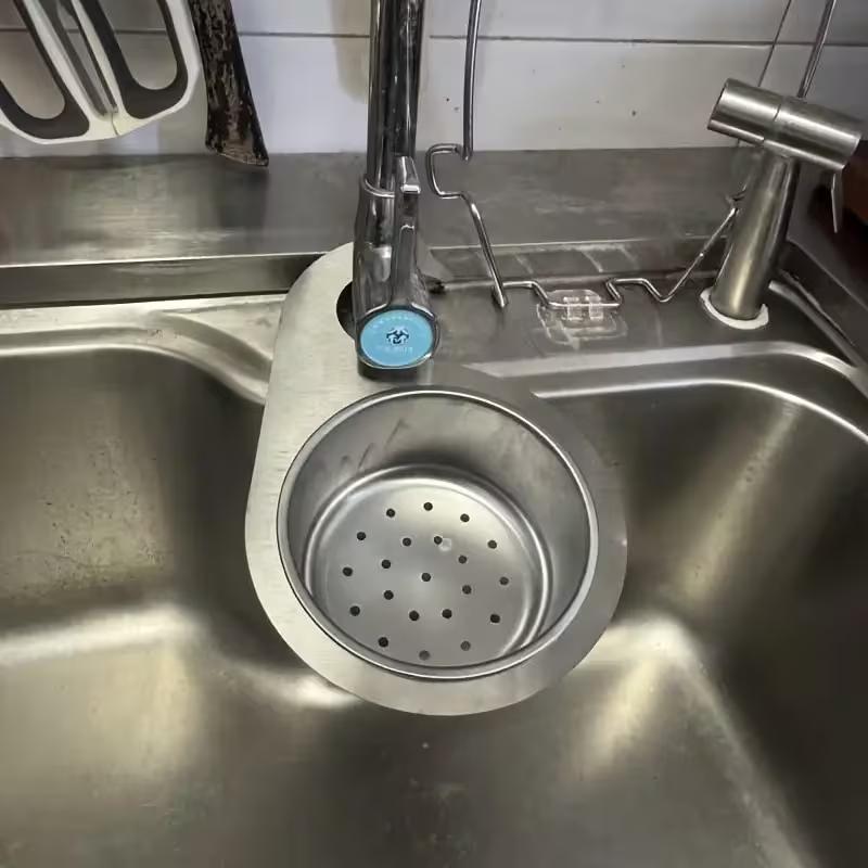 Stainless Steel Hanging Sink Drain Basket Kitchen Faucet Storage Rack Detachable Sink Strainer Basket for Food Waste Draining