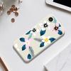 For iPhone 16e Case Pink White Flowers Blue Leaves Pattern Printing Straight Edge TPU Phone Back Cover