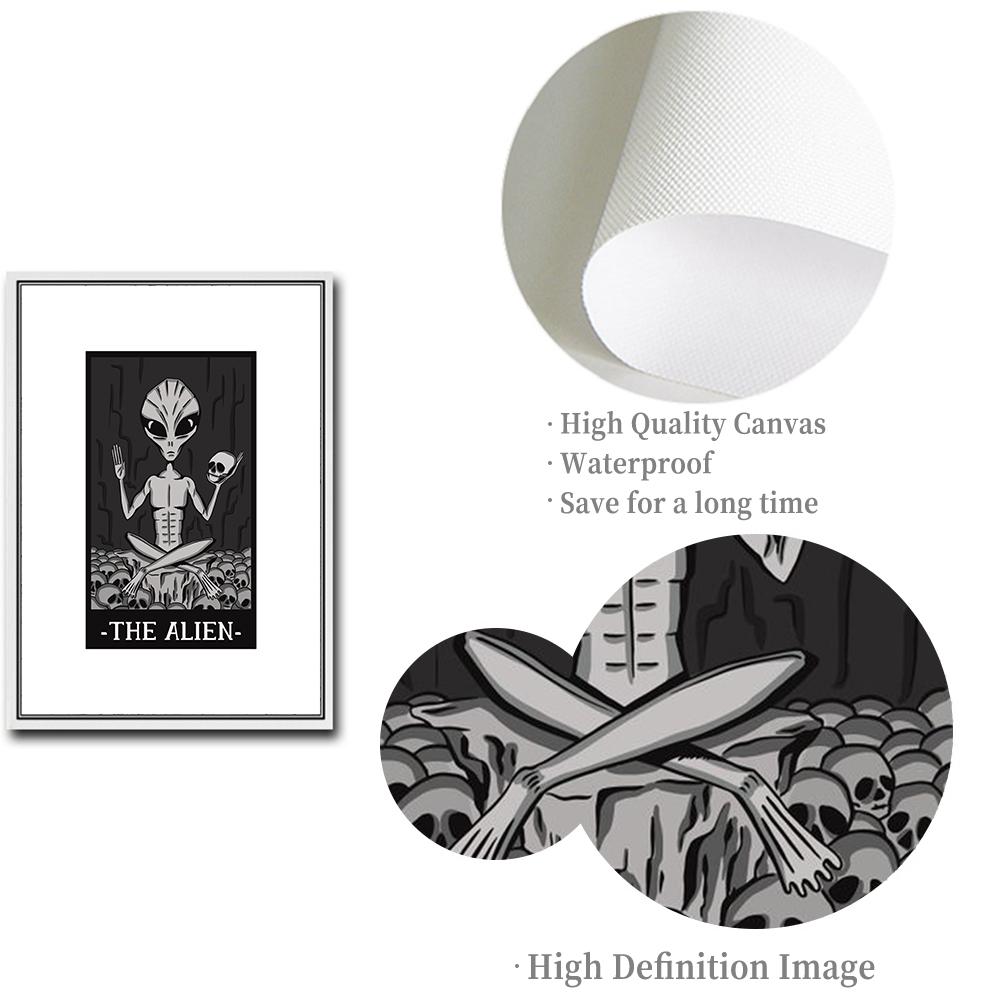 The Alien Sun Tarot Card Poster and Print Vinatge Moon Cat Canvas Painting Abstract Pictures Kids Room Home Decor
