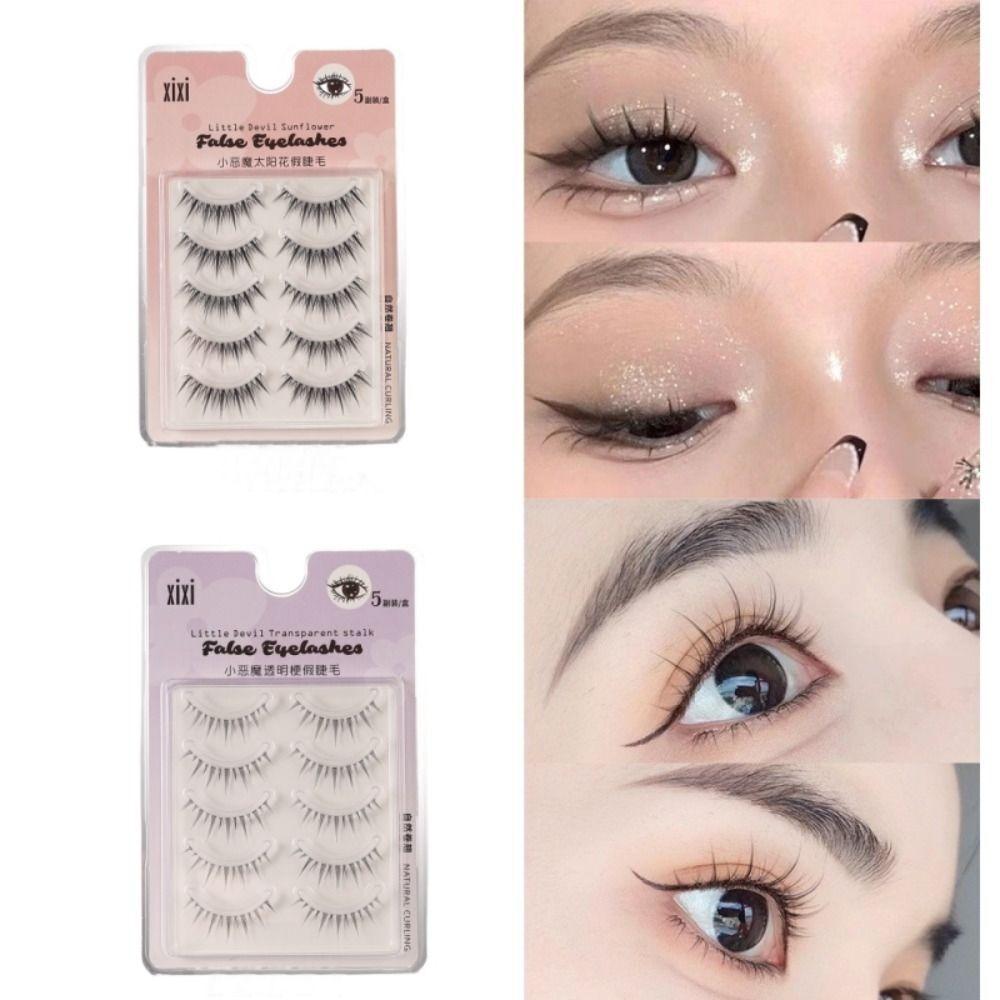 

5Pairs DIY Curled Full Strip Sweet Grafting Lashes New Fake Eyelashes Women Style B